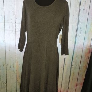 Grey knee length dress w red zipper